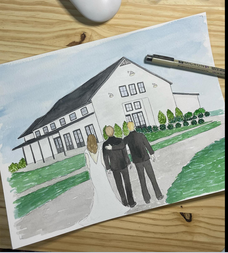 Custom Home, Church, or Building Watercolor Portrait
