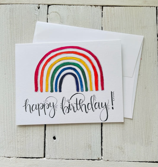 Birthday Greeting Card- Under Rainbow
