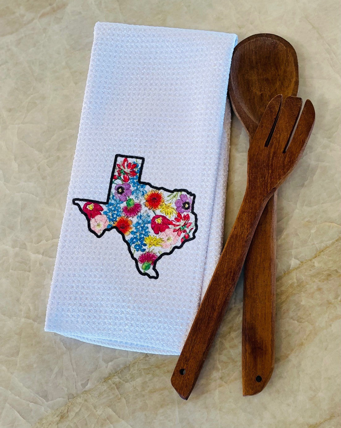 Texas Shaped Wildflowers Towel