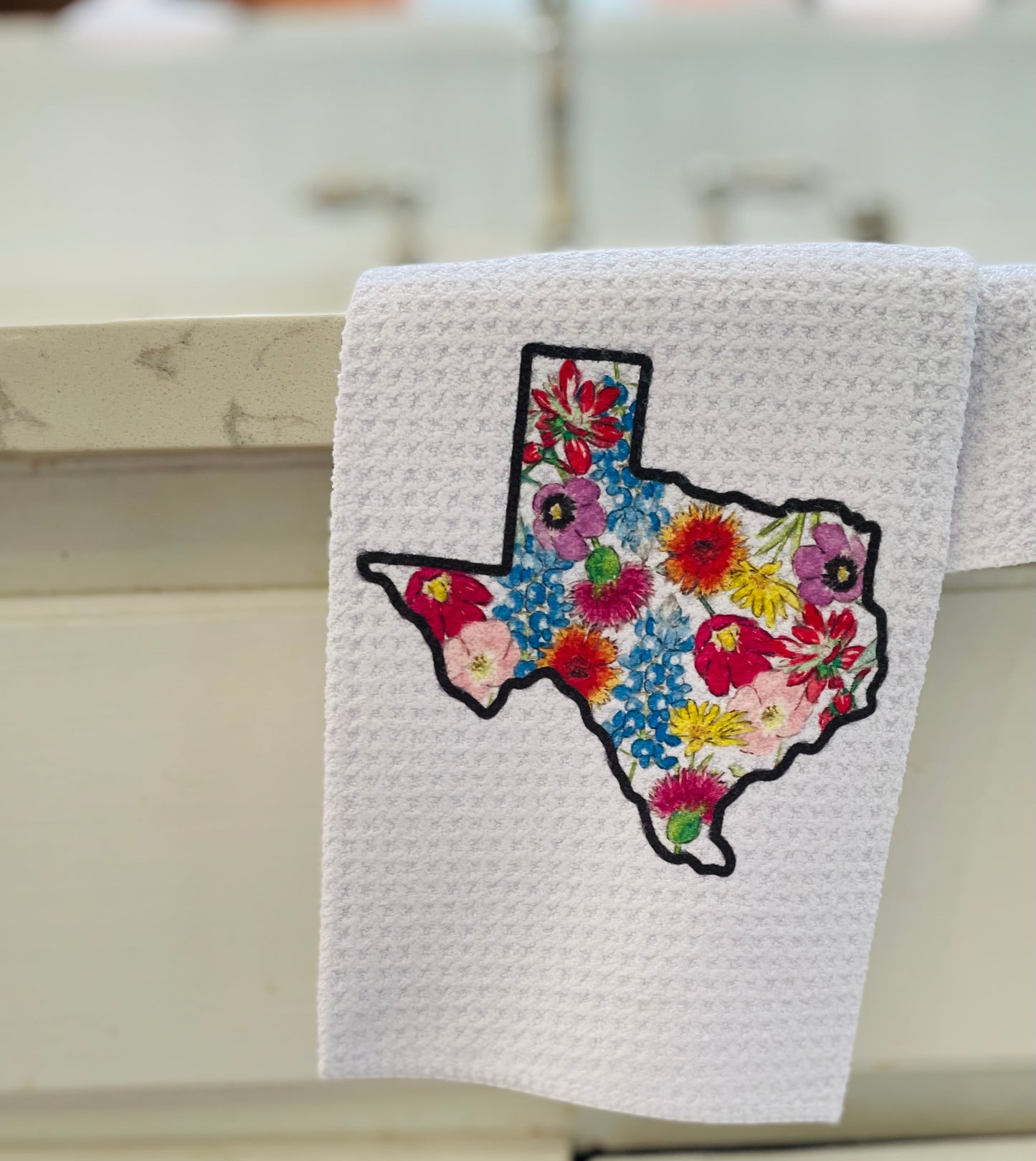 Texas Shaped Wildflowers Towel