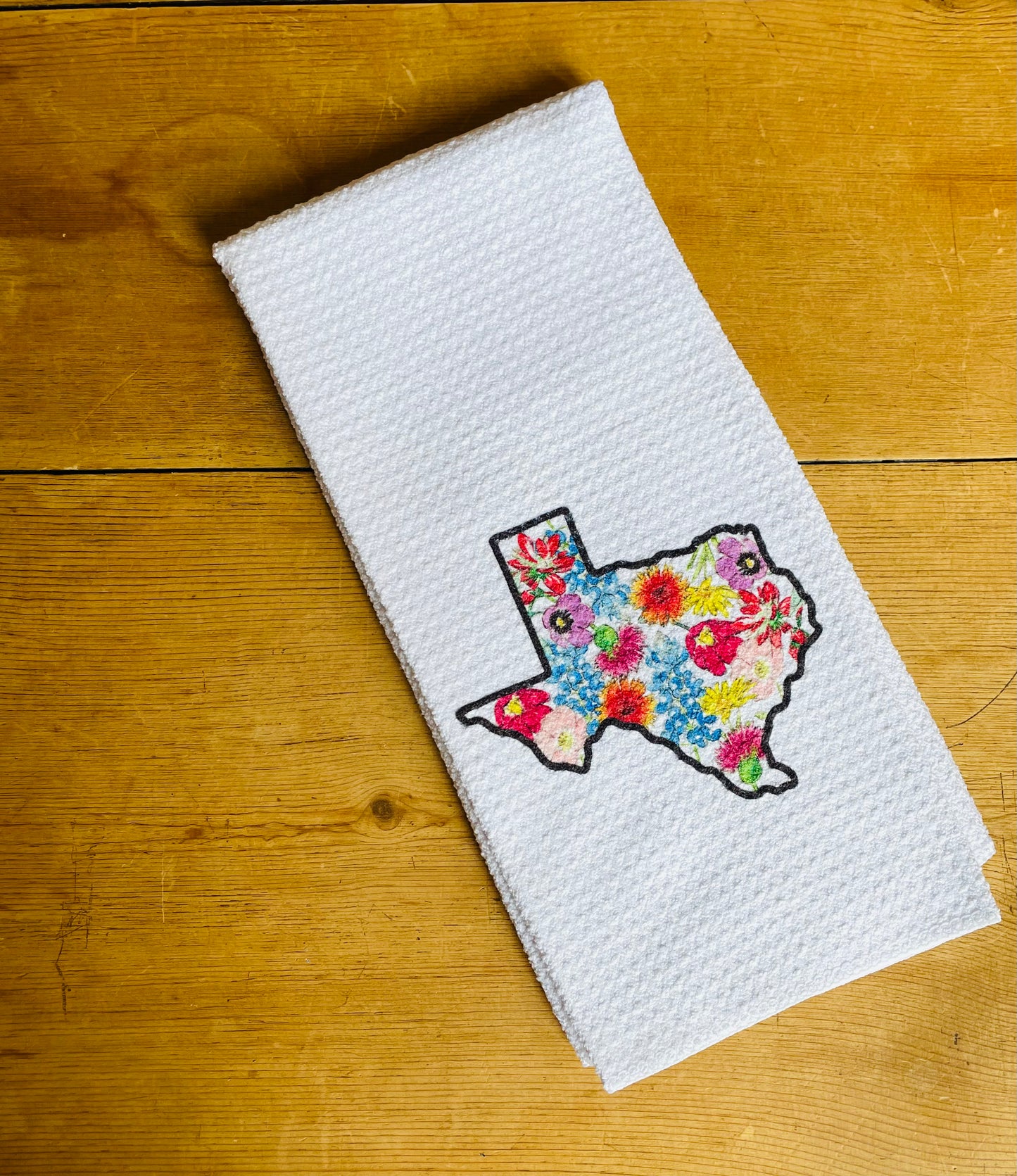 Texas Shaped Wildflowers Towel