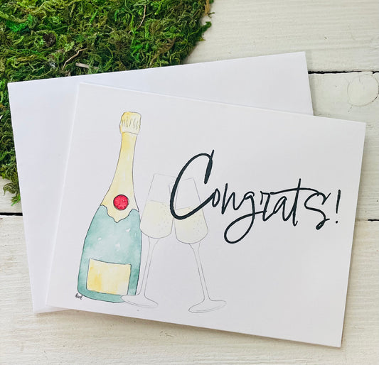 Congrats Champagne and Glasses Card