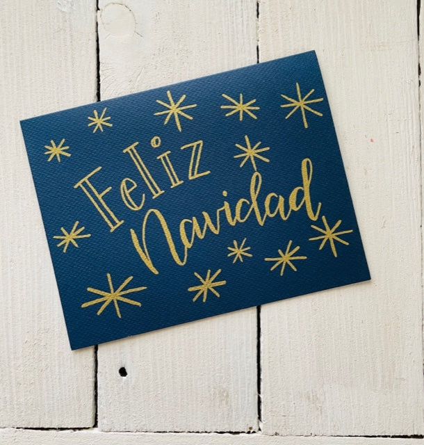 Feliz Navidad- Navy and Gold Card